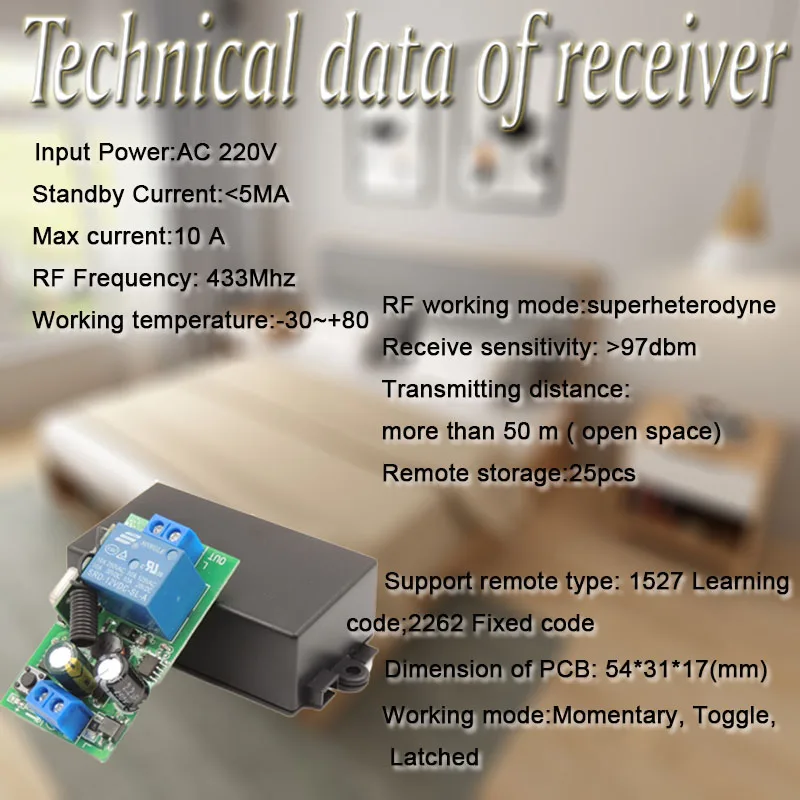 433Mhz bezprzewodowy RF pilot zdalnego sterowania uniwersalny AC 85 ~ 220V 1CH odbiornik z ON/OFF nadajnik dla Led DIY żarówka SmartHome LampLight