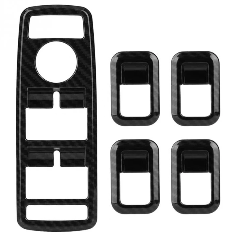 5Pcs Car Auto Carbon Fiber Venster Switch Trim Cover Frame Voor Mercedes Benz A B C E Cla gla Glk Ml Gle Klasse W204