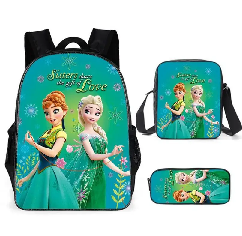 Girls Snow Queen School Bags Nylon Orthopedic Princess Elsa Backpacks for Primary Students Children Kids Schoolbags