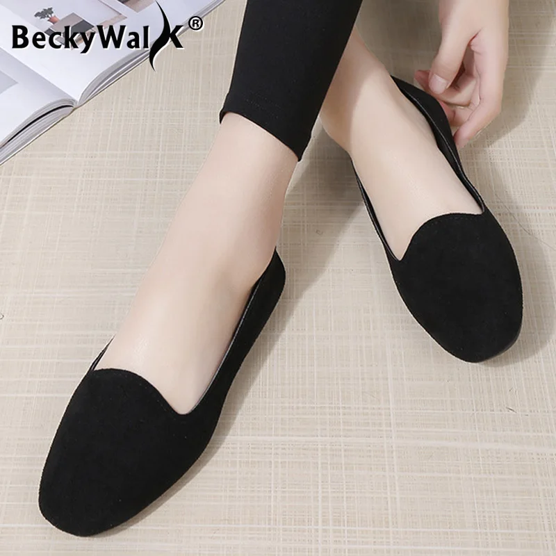 2023 Women Flats Shoes Slip On Flat Shoes Woman Candy Color Boat Shoes Summer Loafers Faux Suede Ladies Ballet Flats WSH3607