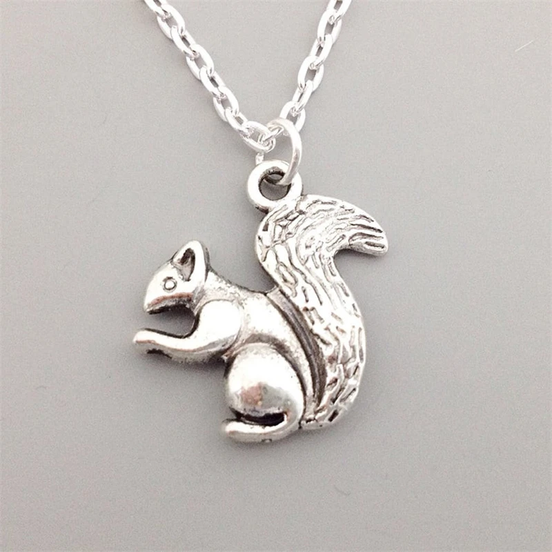 Squirrel Necklace, Squirrel Jewelry, Woodland Necklace, Animal Necklace,Nature and Animal Lover Necklace Gift