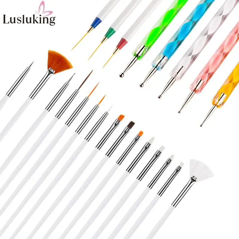 

23PCS Nail Art Drawing Painting Dotting Liner Pen Brush DIY Design Tips Gel Tool Gradient Acrylic Nail Carving Manicure Set