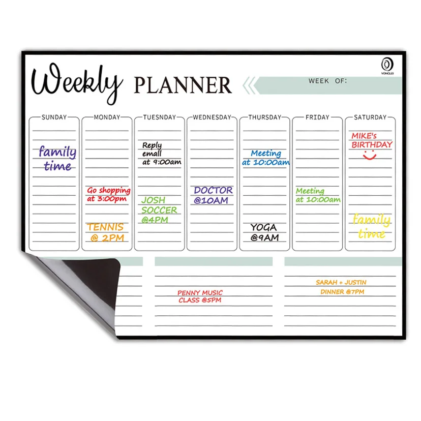 Whiteboard Rewritable Calendar Sticker Set Weekly And Monthly Planner Removable Magnetic Message Board Refrigerator Sticker