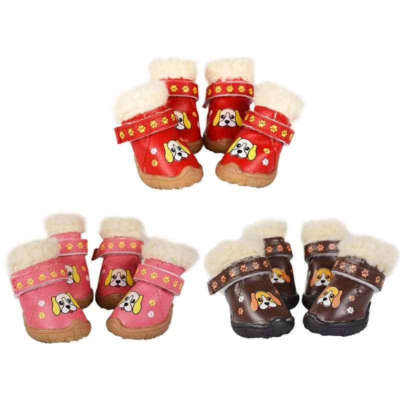 Shoes For Dogs Winter Pet Dog Shoes For Small Dogs Warm Snow Boots Waterproof Fur Non Slip Chihuahua Shoes Reflective Dog Boots