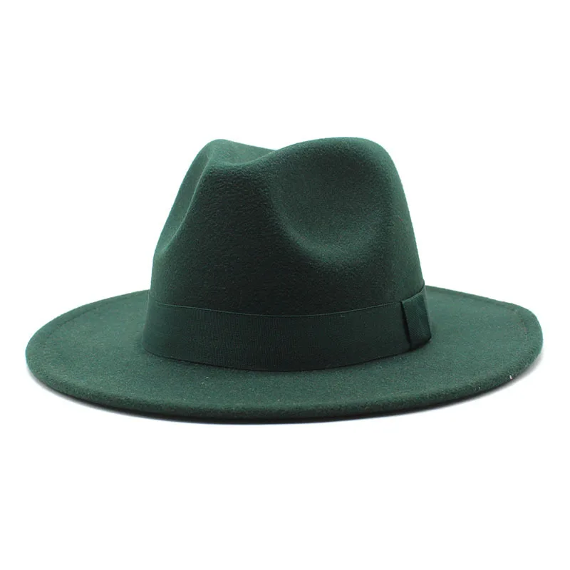 

Colorful Silk With Solid Wide Brim Wool Felt Fedora Hats Brirtish Style Elegant Gentleman Wedding Casual Jazz Top Hat