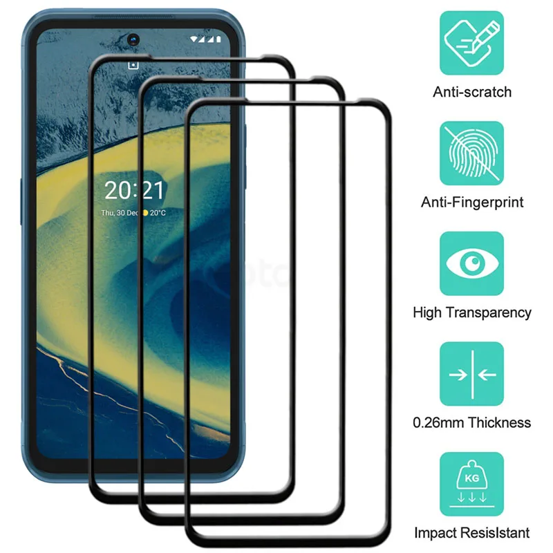 3Pcs/Lot For Nokia XR20 9H Full Cover Tempered Glass Screen Protector For Nokia XR20 6.67