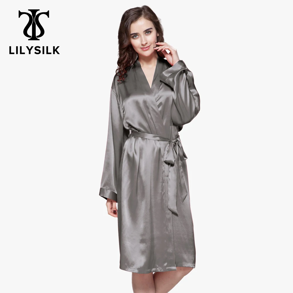 LILYSILK 100 Silk Robe Kimono Sleepwear Female 22 momme Long Sleeve Luxury Natural Women\'s Clothing Free Shipping