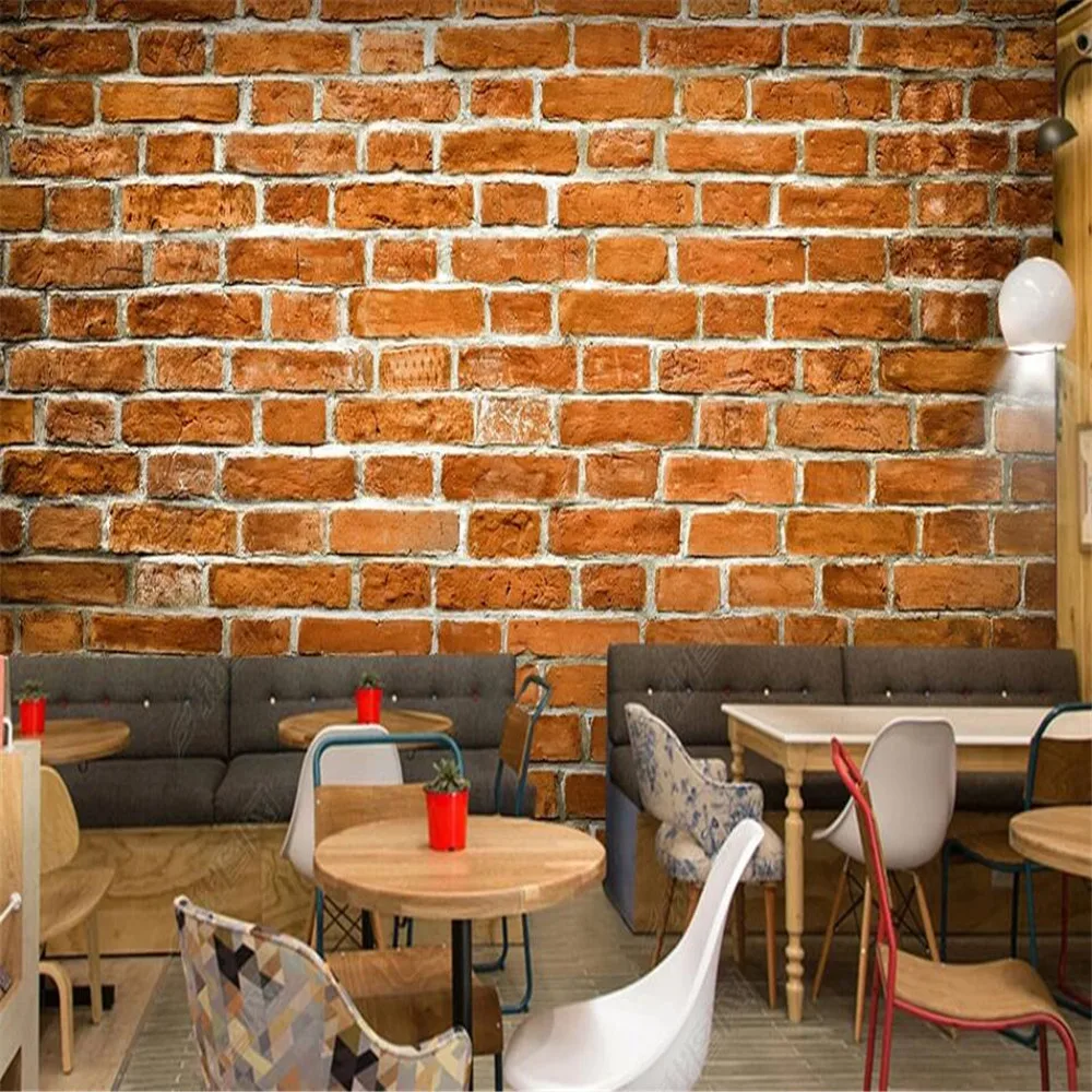 Milofi Custom 3D Wallpaper Mural Orange Yellow Red Brick Wall Wallpaper Background Wall Living Room Bedroom Decoration Wallpaper