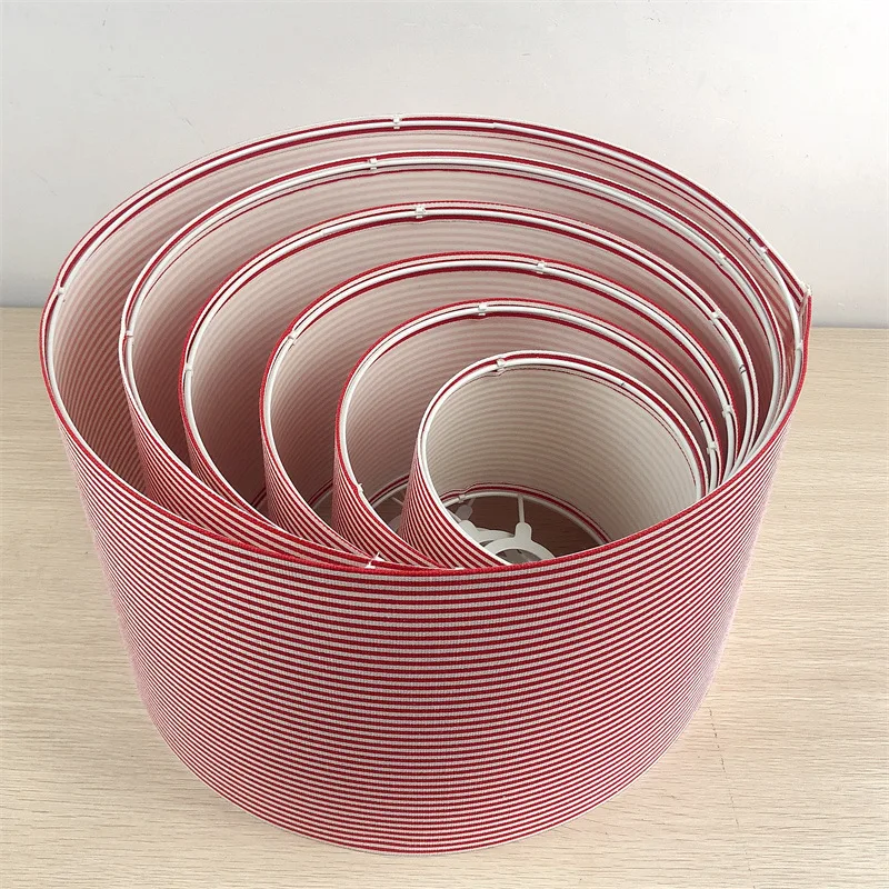 E27 Creative Detachable lampshade Red stripes Circular Linen Fabric 15-40cm Lamp Shade covers for DIY Table Lamp Pendant Replace