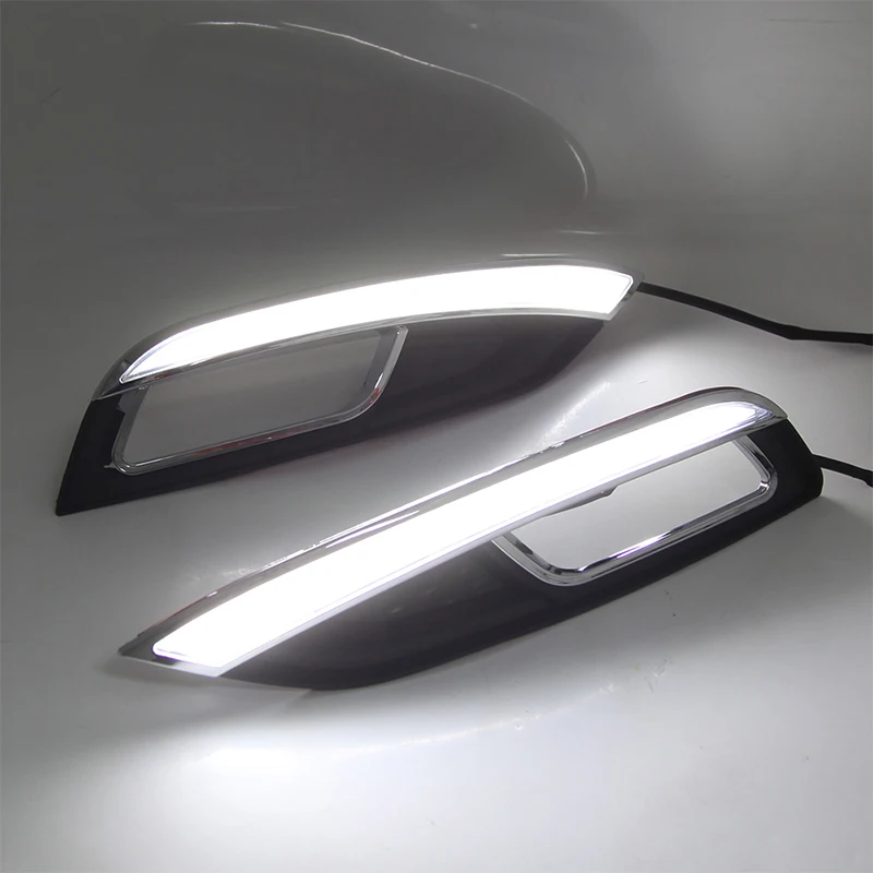 For Kia K3 Cerato 2013 2014 2015 2016 Led Daytime Running Lights DRL fog lamp cover with Yellow Turning Signal Lamp