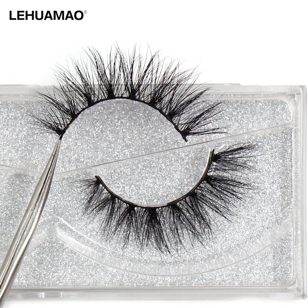 LEHUAMAO 5D Mink Hair False Eyelashes Wispy Cross Natural Mink Lashes Fluffy Eyelash Extension Tools Makeup Handmade Eye lashes