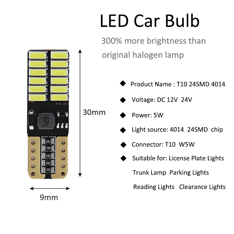 Meetrock 1 pcs Canbus T10 W5W 194  168 501 Car LED Interior Instrument Lights Bulb for Car Diode Auto Width