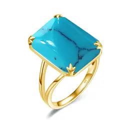 Szjinao Sterling Silver Kpop Ring For Women Unique Turquoise Rings With  Gemstones Punk Silver 925 Shiny 14K Gold Plated Jewelry