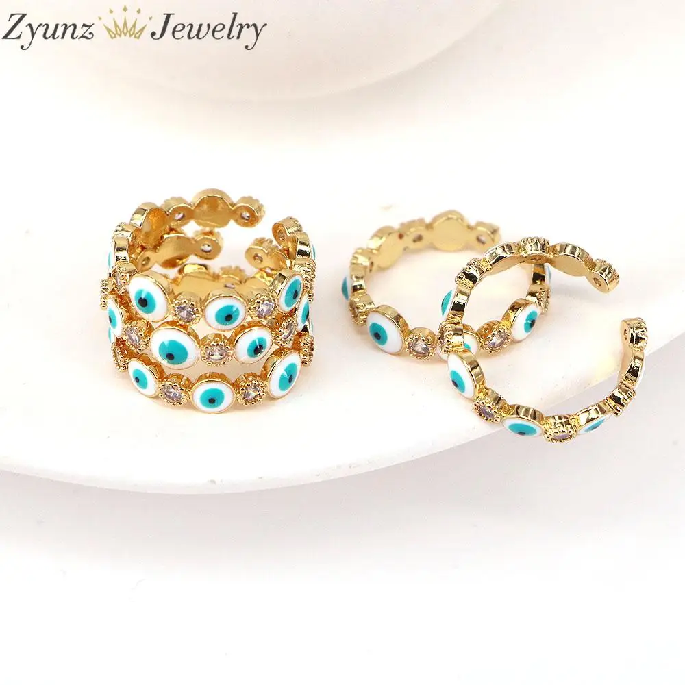 10PCS, Greek Blue Eye Ring, CZ Bands Stackable Ring For Woman Jewelry