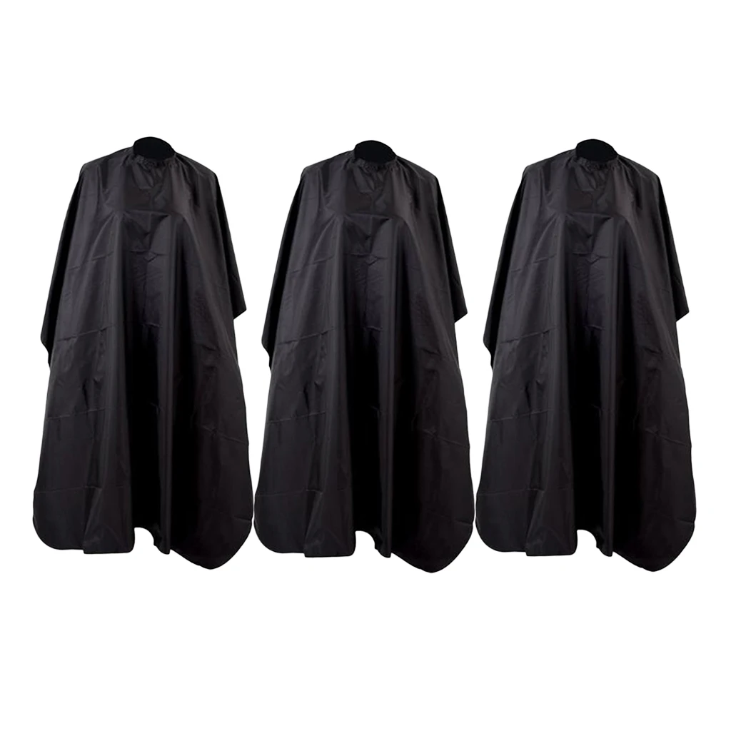 3 Pieces Hairdressing Salon Cape Haircut Hair Coloring Gown Washable Black