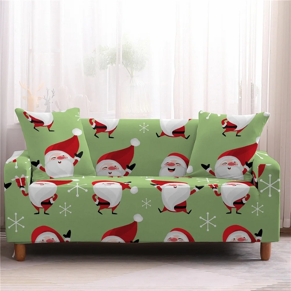 Christmas Sofa Cover Stretch Santa Claus Printed Elastic Couch Cover Case for Corner Sectional Sofa Funda De Sofá L Shape Covers