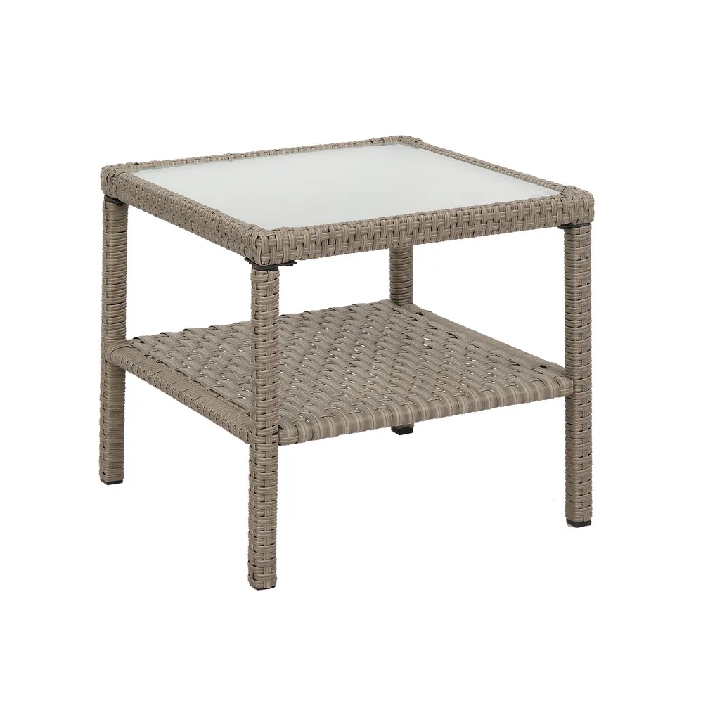 5Pcs Outdoor Patio Furniture Set Suit Include 2 Double Contiguous Single Sofa 2 Pedals 1 Double Coffee Table Wide Rattan Gray