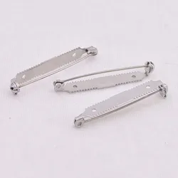 10pcs 38mm Stainless Steel  Brooch Clip Base Pins Blank Safe Lock Saw Tooth Brooch Pin Base for DIY Jewelry Making