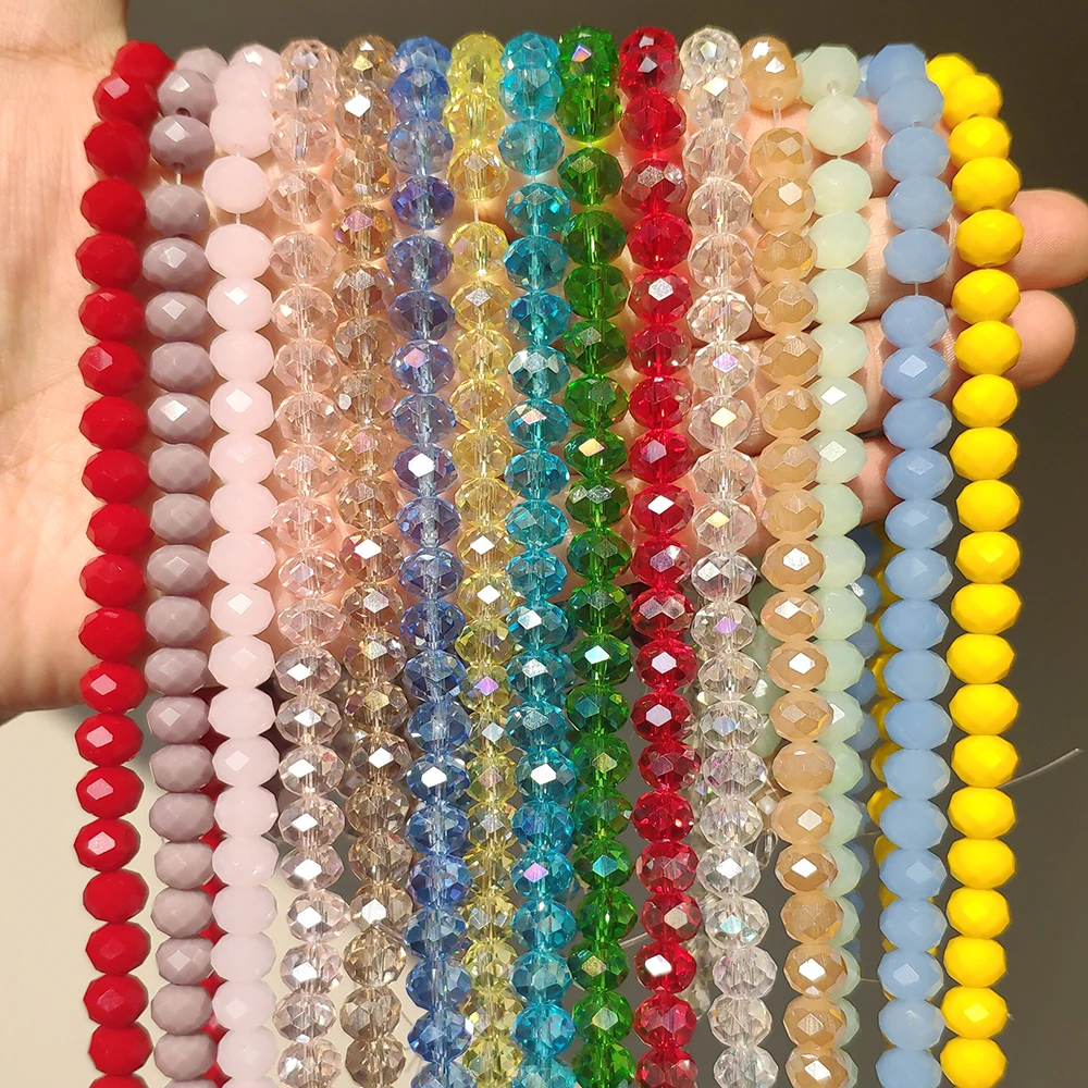 Szklane koraliki do bransoletek 3/4/6/8mm fasetowane wielokolorowe austriackie kryształowe okrągłe luźne koraliki do tworzenia biżuterii Diy bransoletka Strand