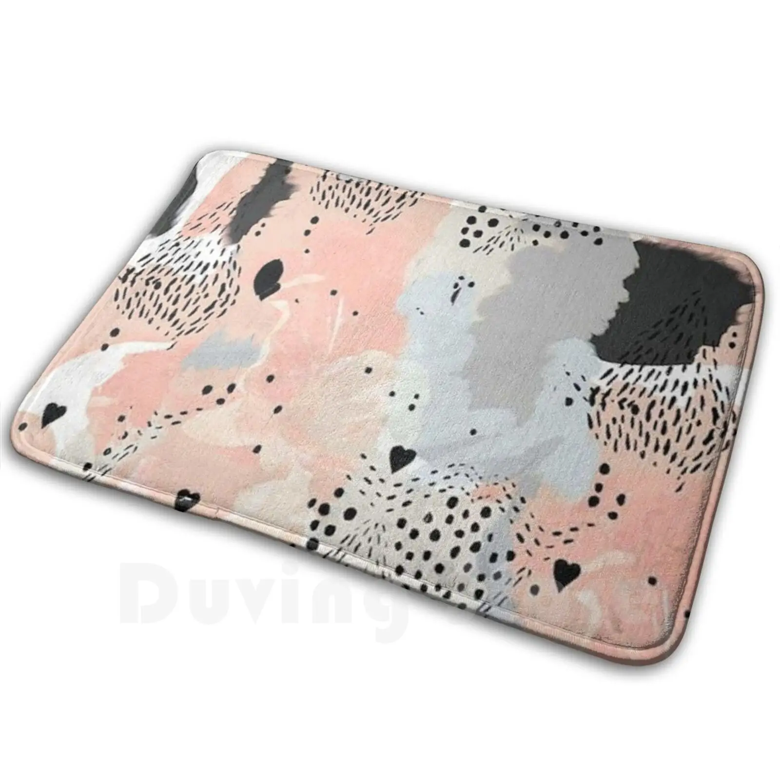 Vsco Print Carpet Mat Rug Cushion Soft Patterns Pink Spots Polka Dots Gray Black Ink Cheerful Cute Peaceful Calm