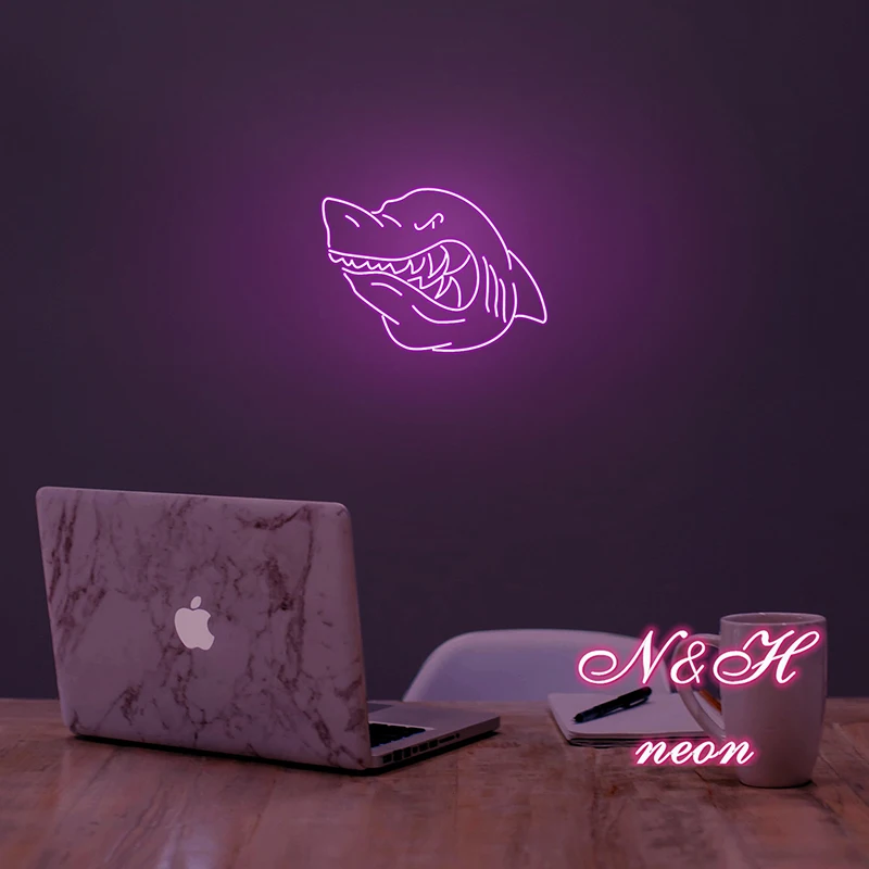 Angry Shark Neon Sign Custom Light Lamp  GTA decor Lamp Living Room Interior Design Custom Led Light Sign