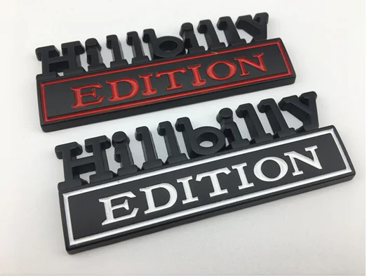 

3D Black Metal HILLBILLY EDITION Emblem Auto Trunk Fender Badge Decals Stickers Car Accessories