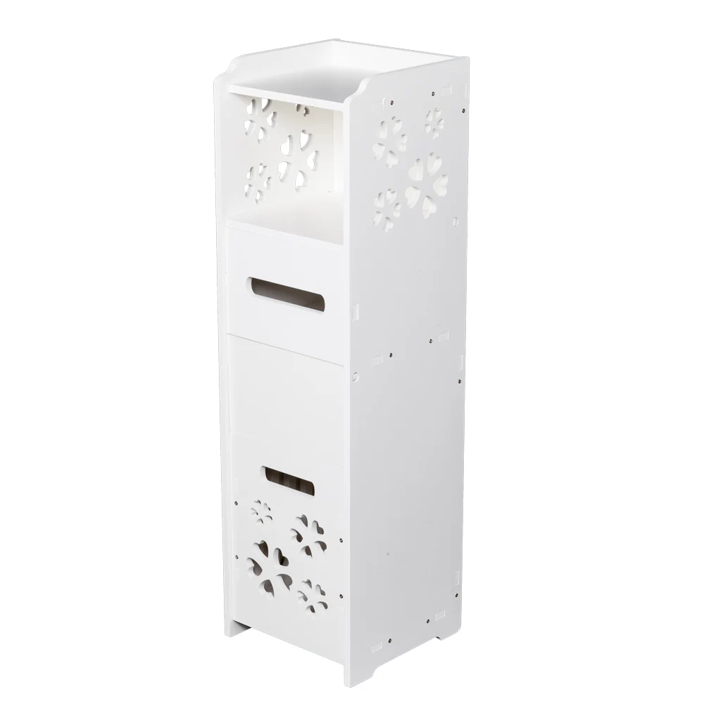 Bathroom Cabinet Bathroom Furniture 3-tier Bathroom Storage Cabinet with Garbage Can 25*25*80CM