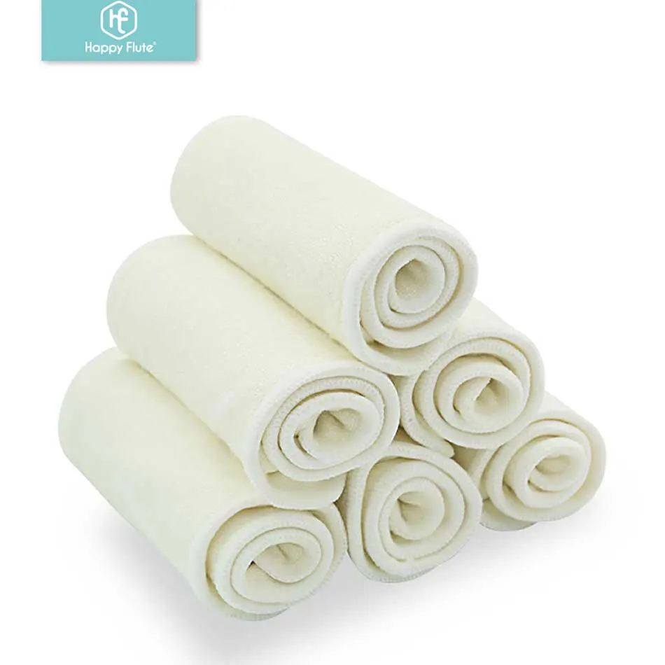 Happy Flute 5/10 pcs 4 layers bamboo Liner Insert For Baby Cloth Diaper Nappy Natural Bamboo Washable