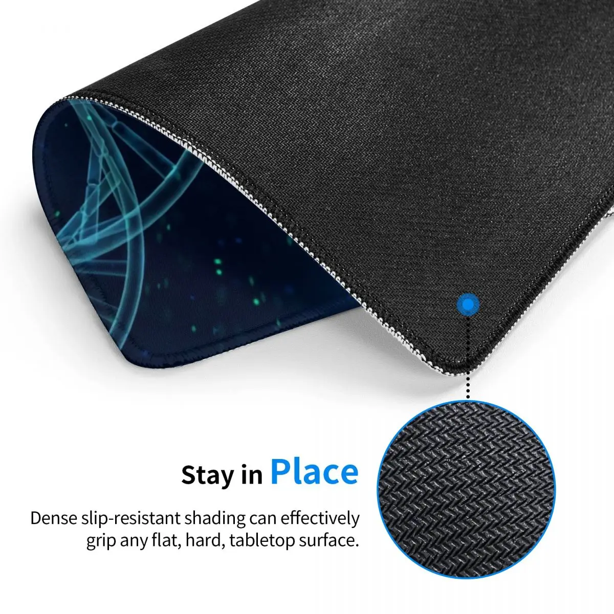 Azul escuro flutuante elétrica dupla hélice dna gaming mouse pad não deslizamento de borracha mousepad escritório computador biologia ciência mesa esteira