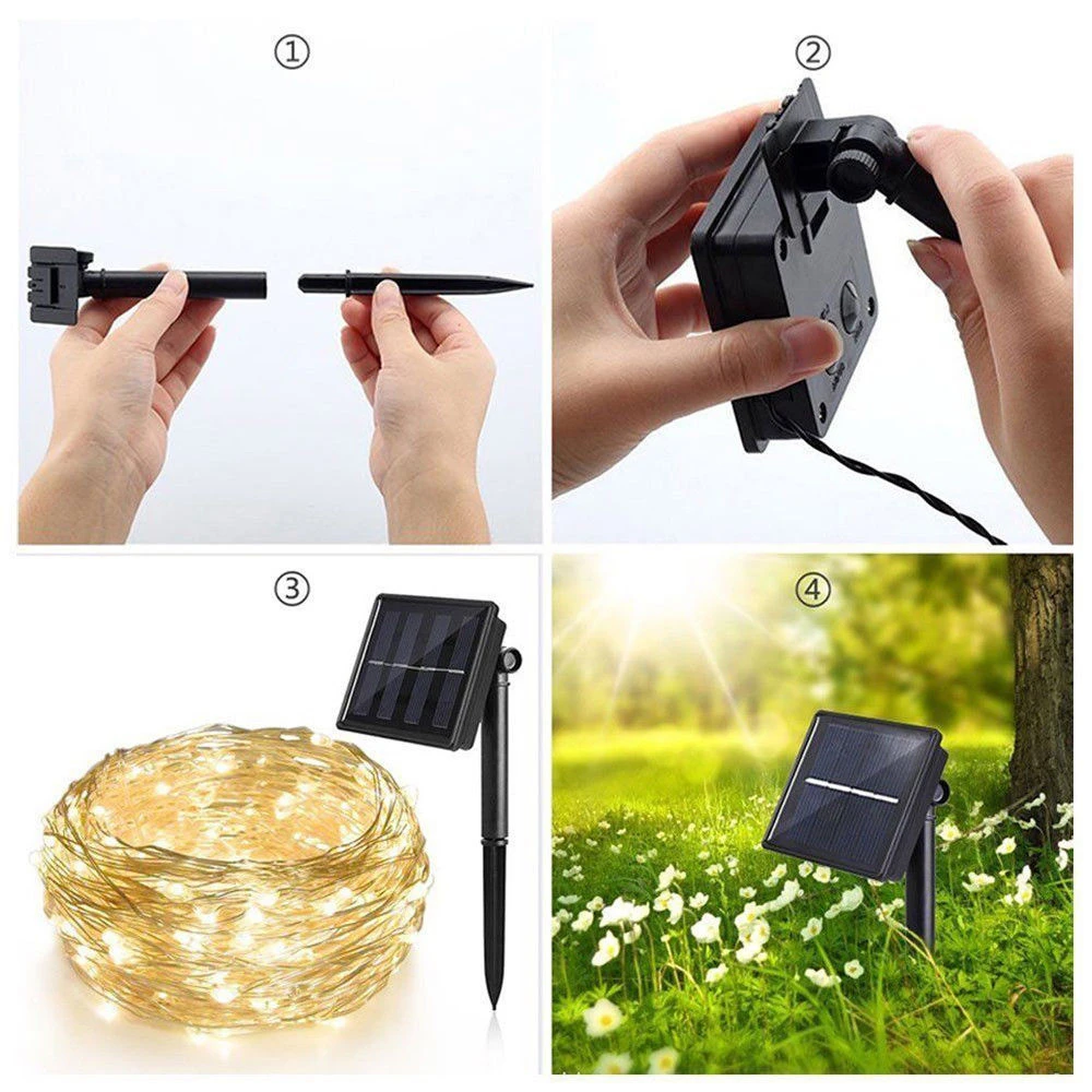 10m 100 LED Solar Light Outdoor Lamp String Lights For Holiday Christmas Party Waterproof Fairy Lights Garden Garland