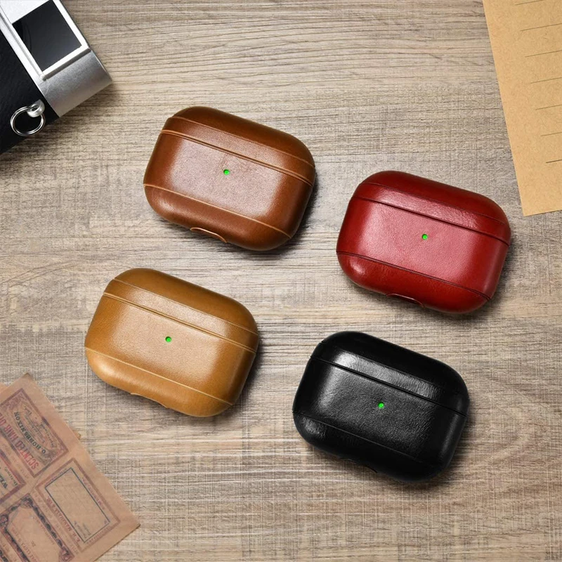 Genuine Leather For AirPods Pro Case Luxury Retro Leather Protective Cover for Apple AirPods Pro 2 Bluetooth Earphone Cases