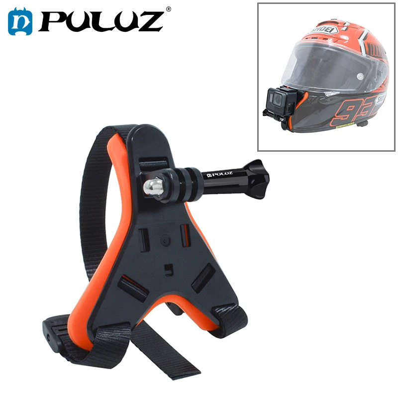 PULUZ Motorcycle Helmet Strap Mount For GoPro HERO9 8 Black/7/6/5/5Session 4/Session/4/3+/3/2/1/Xiaoyi/DJI Osmo Action Cameras