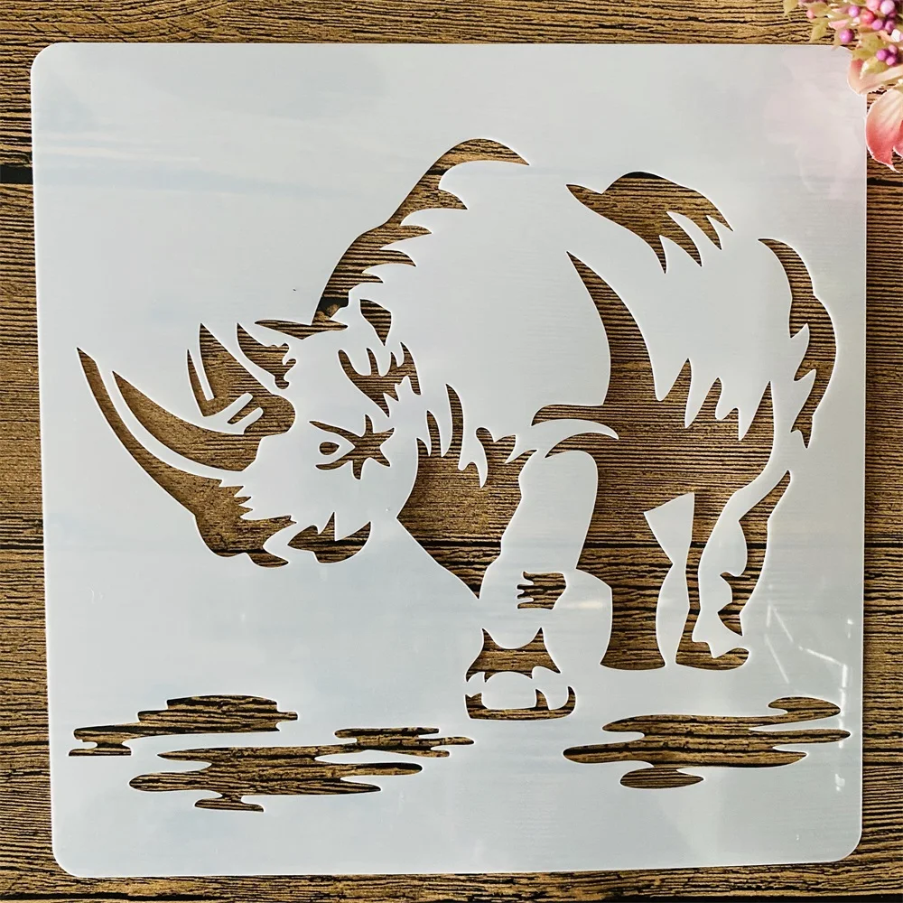 20*20cm Rhinoceros DIY Layering Stencils Wall Painting Scrapbook Coloring Embossing Album Decorative Template