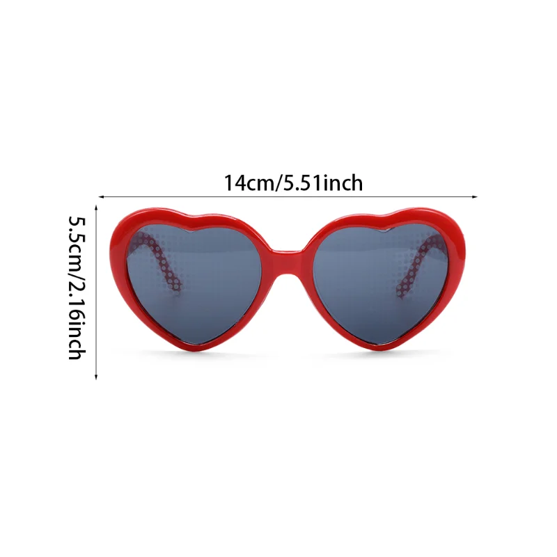 Damenmode-Brille mit herzförmigen Effekten. Beobachten Sie, wie sich die Lichter nachts in Herzform ändern. Beugungsbrille, weibliche Sonnenbrille – Detail 1