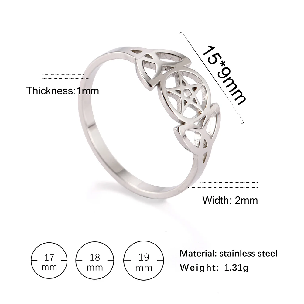 COOLTIME Women Supernatural Pentagram Rings Stainless Steel Fashion Irish Celtics Knot Amulet Finger Ring Jewelry Gift Wholesale