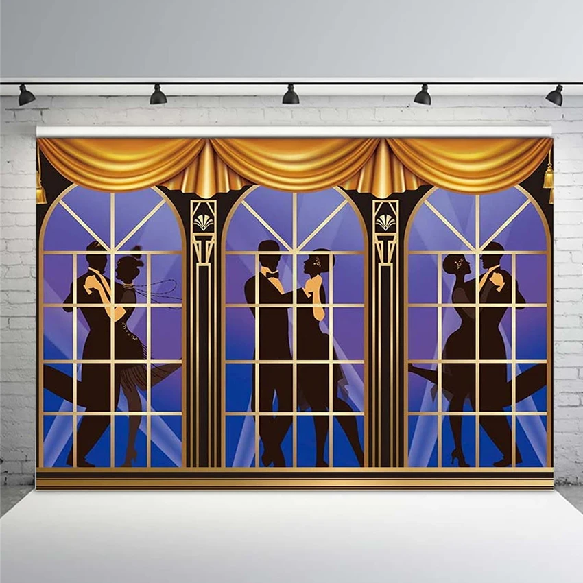 The Great Gatsby Backdrop Retro Roaring 20s 1920s Art Prom Dance Happy Birthday Wedding Party Decoration Vintage Background