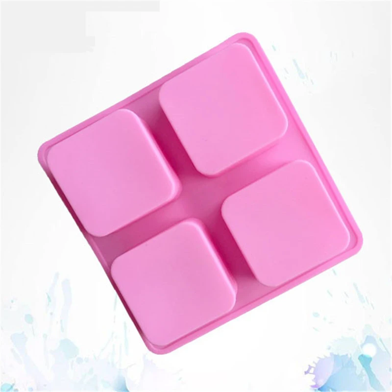 

4Hole Square Silicone Soap Mold Making Tools Resin Craft 3D Soap Molds Form DIY Chocolate Fondant Cake Baking Cooking Tools Mold