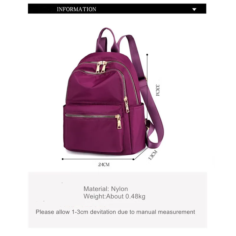 Vento Marea Black Women Backpack 2019 Nylon Travel Shoulder Bag Soft School Bag For Teenage Girls Solid Color Red Bag Pack Purse