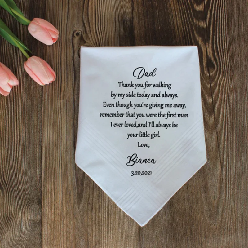 Custom wedding hankies,Personalised Wedding Handkerchief Gift for Parents,Mother of the Bride Gift,Father of the Bride Gift Set