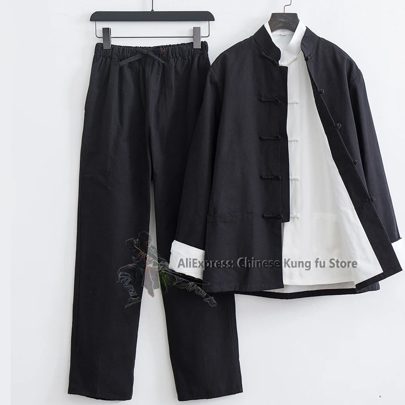 3 Pieces All Cotton Chinese Martial arts Suit Kung fu Tai chi Uniform Wushu Coat Wing Chun Casual Tang Clothes