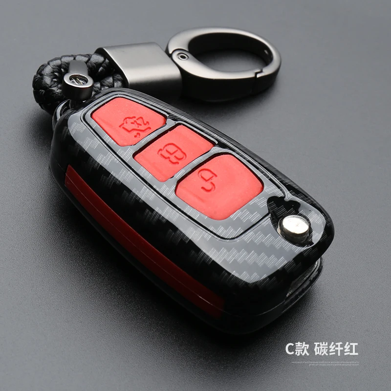 Carbon Fiber+Silicone Key Remote Key Fob Case Cover for Ford MK3 MK4 Fiesta Mondeo Ecosport Kuga Focus ST  Focus 3 4