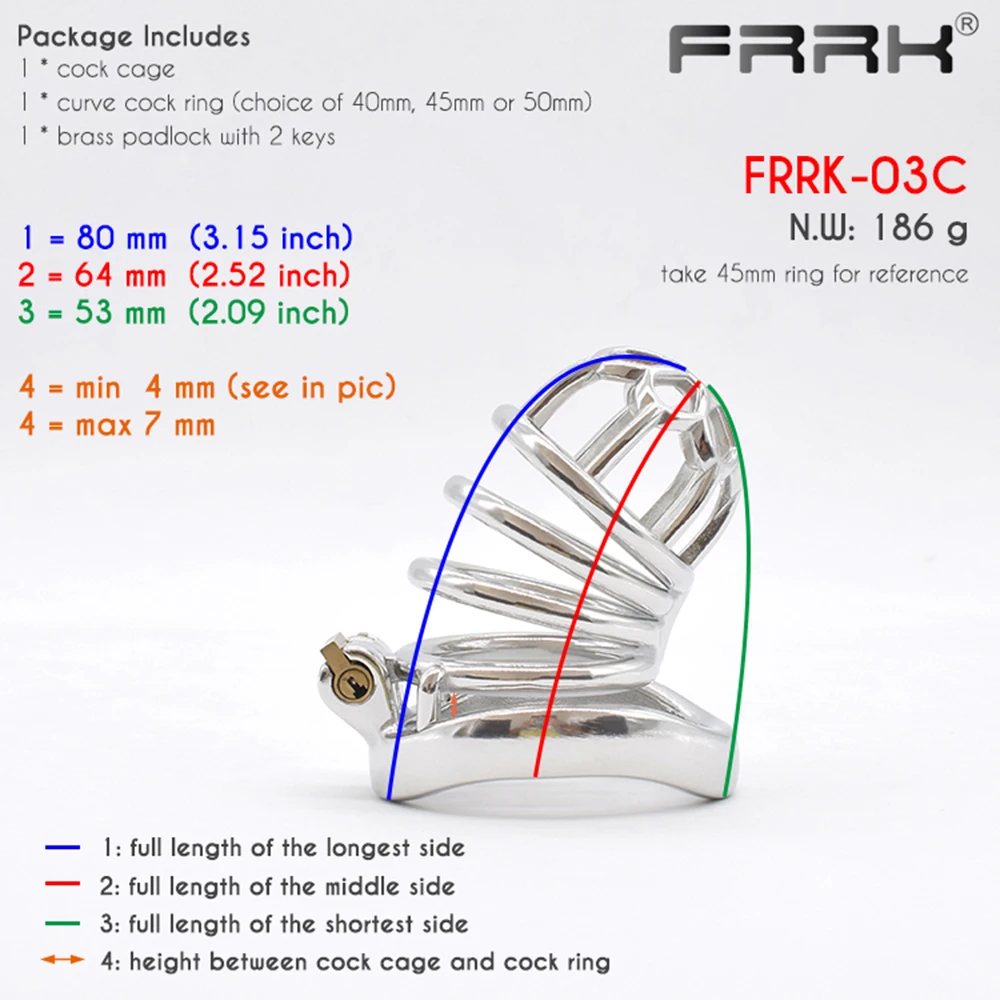 FRRK Comfy Stunning Chastity Cage Metal Male Bondage Device for Men Cock-Lock BDSM Adult 18 Fetish Sex Toys