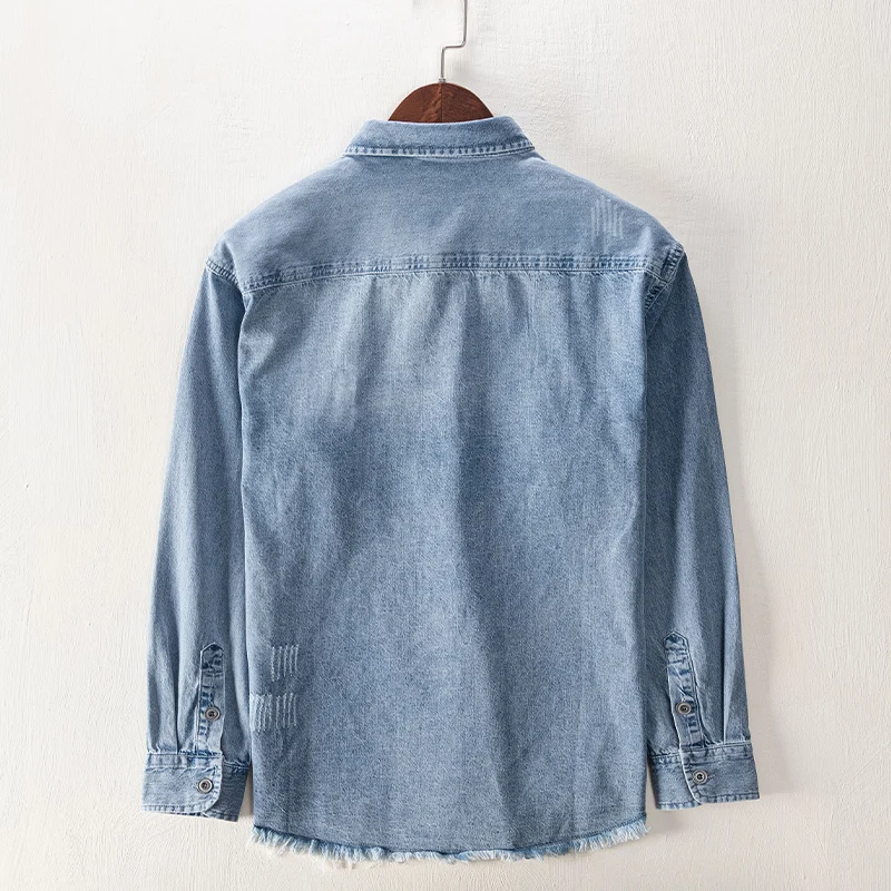 Suehaiwe's brand Italy cotton denim shirt men fashion blue shirts for men comfortable trendy mens clothes chemise camisa