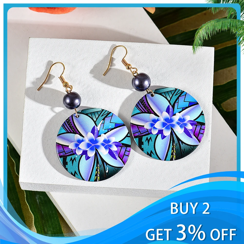 Cring Coco Acrylic Trendy Women\'s Earrings 2024 Hawaiian Polynesian Plumeria Flower Earings Accessories Jewelry for Women New