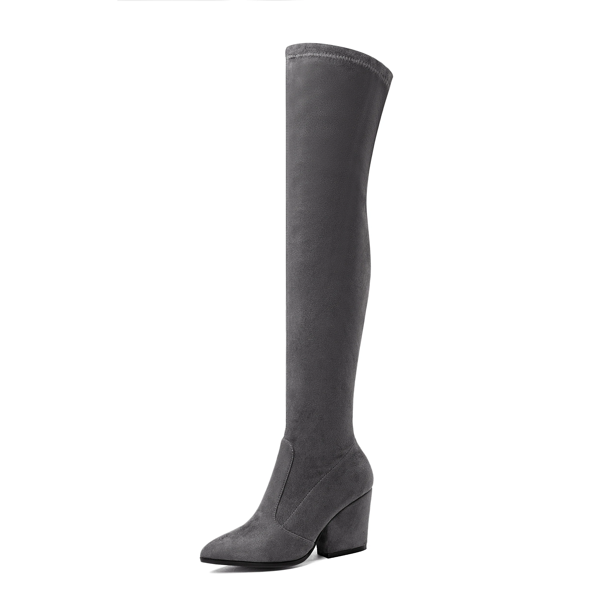 QUTAA 2021 Women Over The Knee High Boots Wedges Heels Winter Shoes Pointed Toe Sexy Elastic Fabric Women Boots Size 34-43