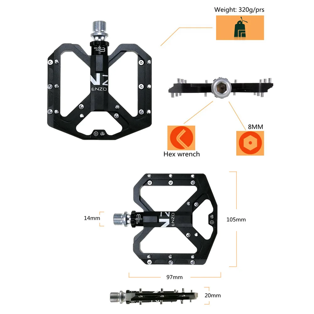 SHANMASHI ENZO Flat Foot Ultralight Mountain Bike Pedals MTB  Aluminum Sealed 3 Bearing Anti-Slip Bicycle Pedals Bicycle Parts