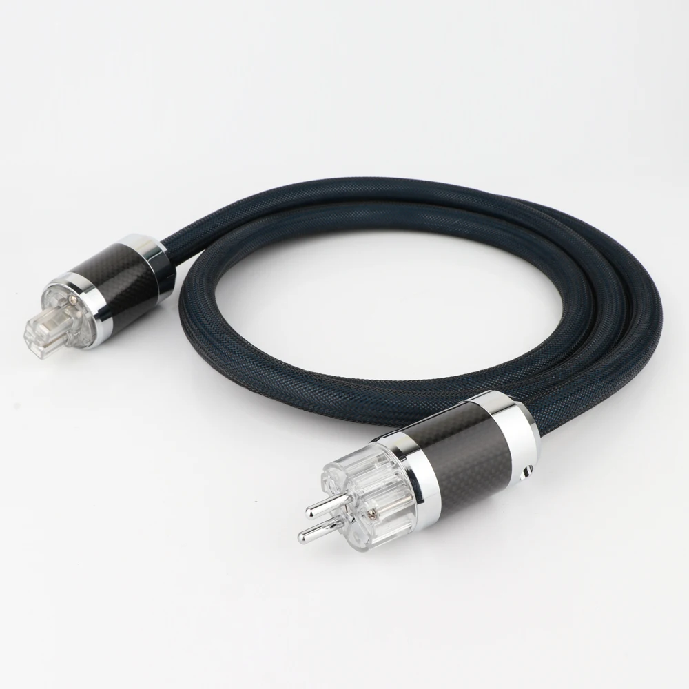 Hifi Audio OFC Copper Suppy Main EU AC Power Cable Wire With Carbon Fiber EU Connectors Plug