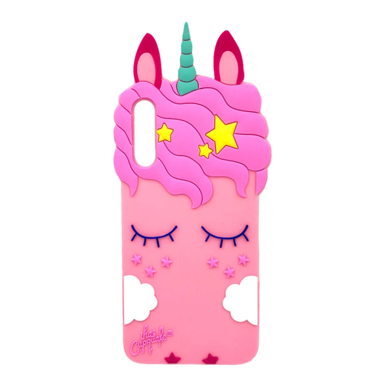 Cute 3D Cartoon Silicone Back Cover For Samsung Galaxy A50 A30 A20 Case 2019 Pink Unicorn Cat Bear Rabbit Ears Soft Phone Bags