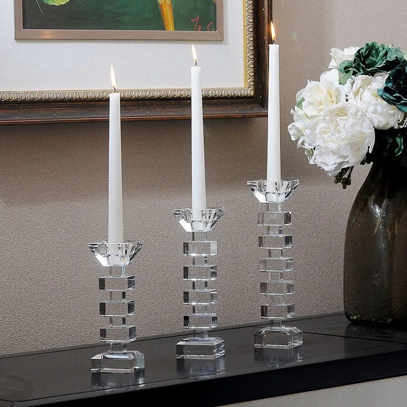 Nordic Crystal Glass Candle Holder, Single Head, Dual Purpose, Wedding Decor, Candelabra, Coffee Table, Centerpieces, Home Decor