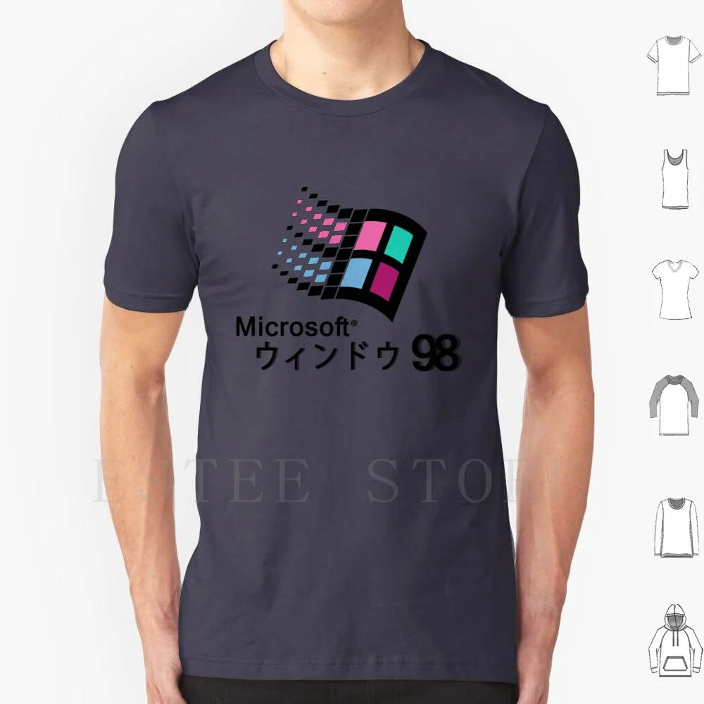 Microsoft Windows 98 Vaporwave T Shirt Men Cotton 6xl Vaporwave Vapourwave Windows Windows 98 Kanye Classic Retro Gaming